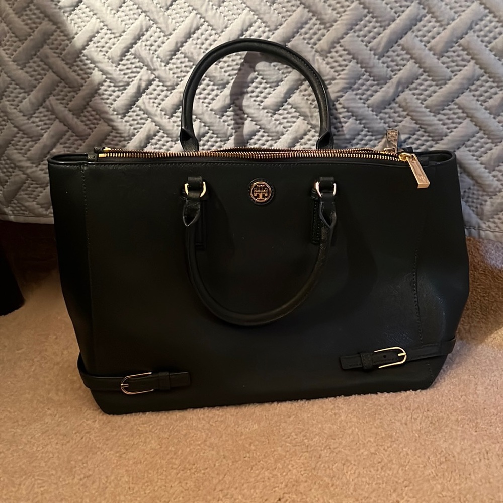 Tory Burch hunter green leather purse